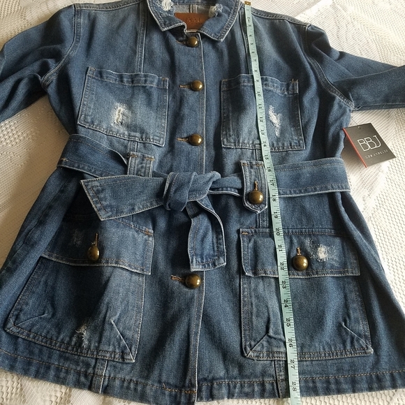 NWT BBJ Boom Boom Jeans LA Distressed Denim Blazer Jacket Size M - Picture 3 of 11